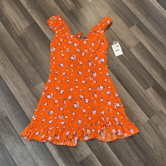 Free People| Orange Floral Dress Size XS NWT - Picture 2 of 11